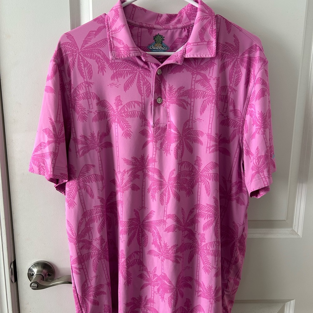 Chubbies Pink Palm Print Polo Shirt